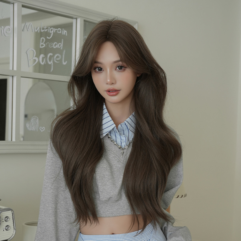 Wig Women's Long Curly Hair Big Wave Chemical Fiber Simulation Super Long and Mid-Waist Curly Hair Internet Popular New Product Pullover Long Hair