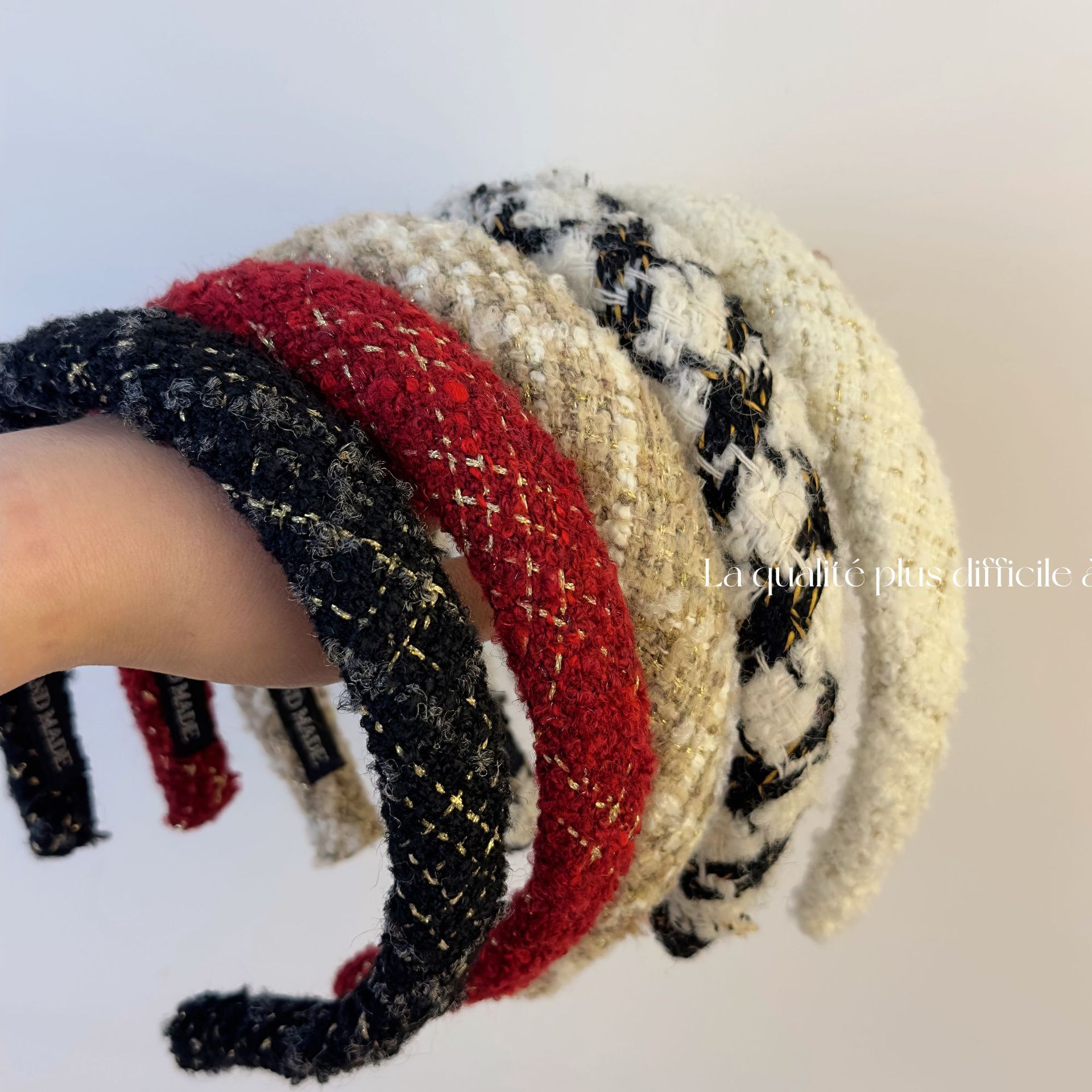 Fascia per capelli scozzese in stile retrò francese 2023 nuova fascia per capelli autunno e inverno spessa in lana con teschio alto e forcina per capelli di alta qualità_voghion.com