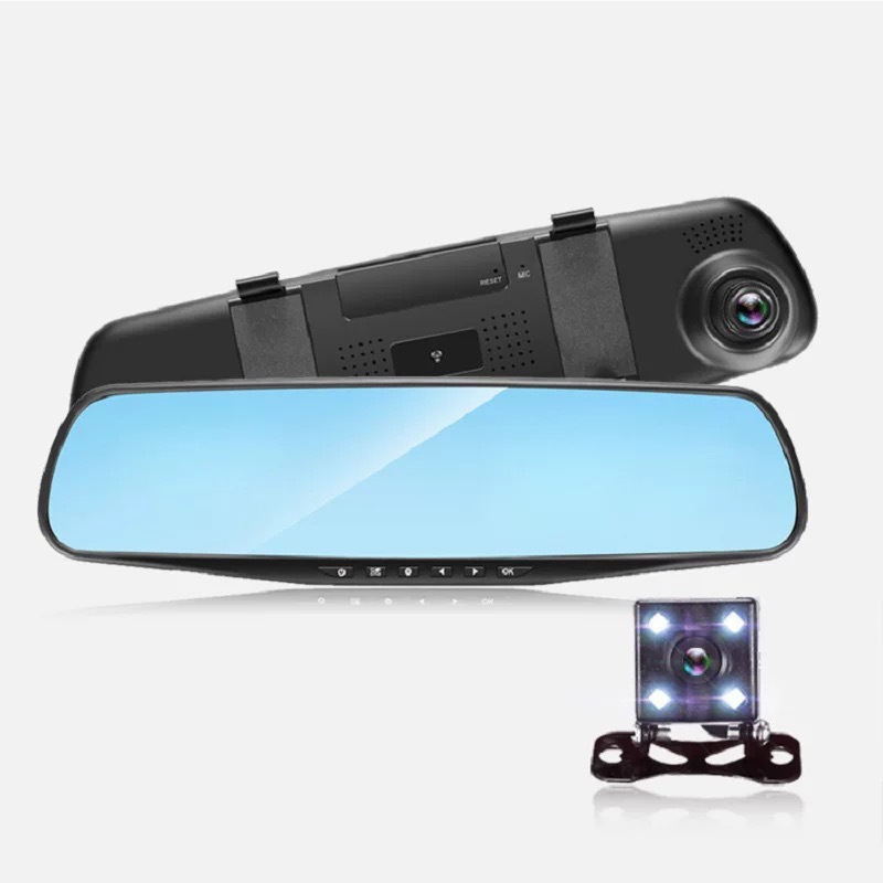 Car rearview mirror dashcam with front and rear single/dual recording 1080p and reverse camera, integrated car DVR device