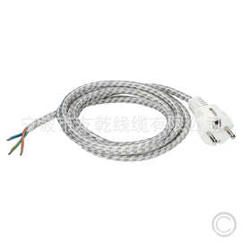 厂家-16A带插头编织电源线 欧标熨斗插头电源线 烟斗熨斗编织线