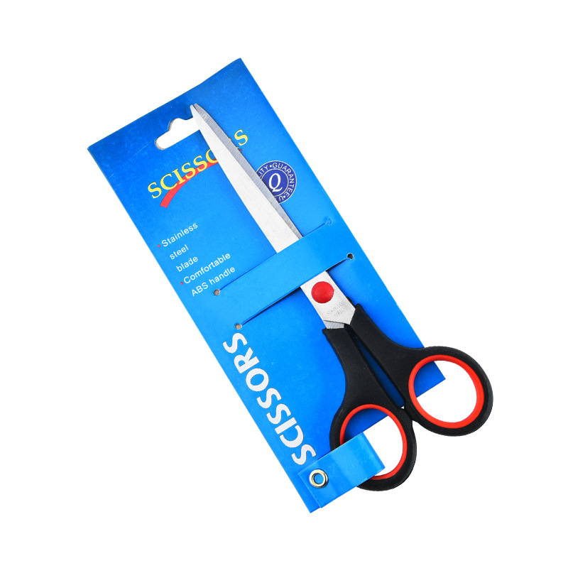 Tarjeta azul tijeras de goma y plástico tijeras de acero inoxidable para el hogar tijeras pequeñas tijeras de corte de papel hecho a mano corte de hilo tijeras de goma de cocina