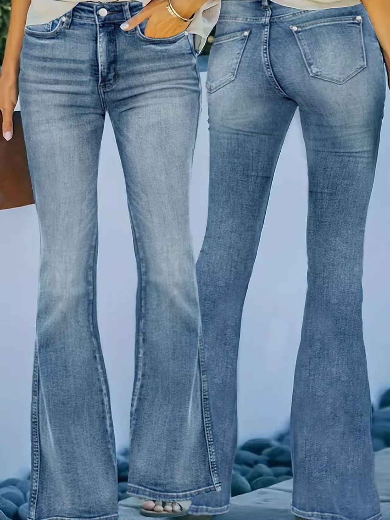 2025 Spring And Autumn Explosion Elastic Women's Denim Trousers Slim And Thin, Many Buttons Slightly Pulled_voghion.com