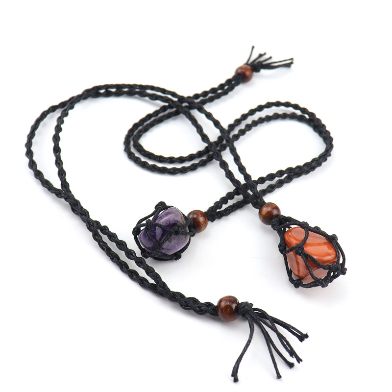 Ethnic Style Geometric Crystal Handmade Natural Stone Pendant Necklace 1 Piece