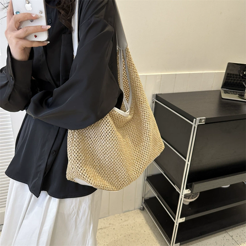 В Fantasy? Actually knitted handmade bag -> Вязаная ручной работы сумка, модная ретро соломенная сумка через плечо, коллекция 2023 года