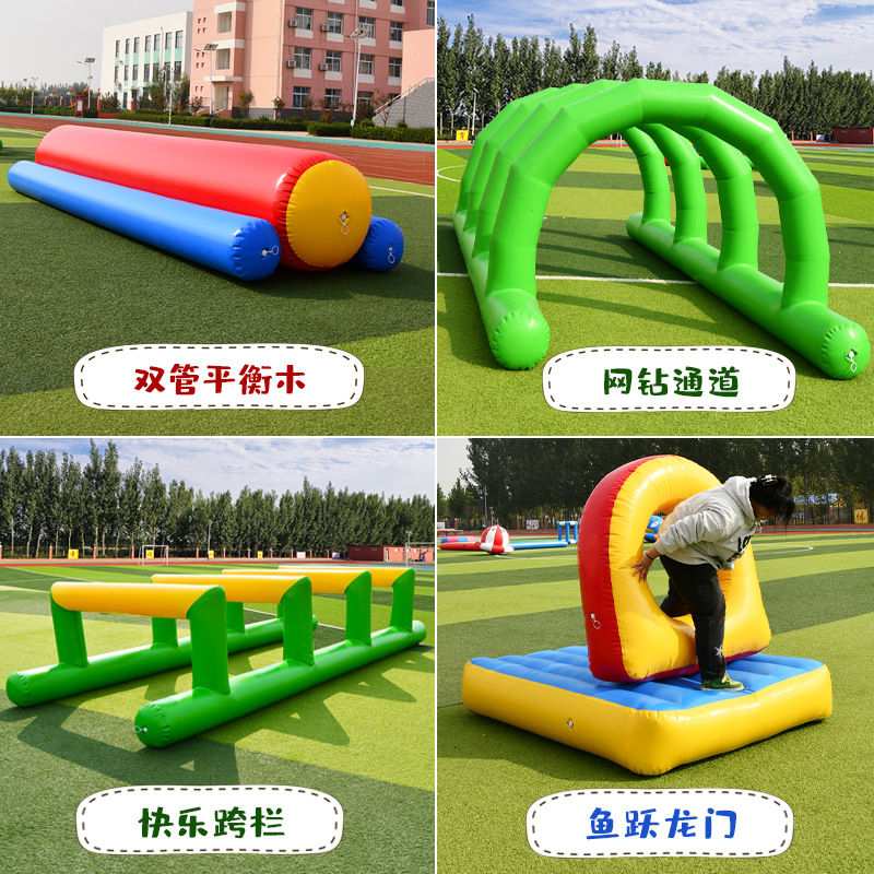 Set inflable de obstáculos deportivos para actividades familiares al aire libre