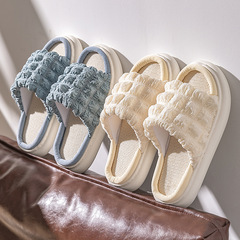 Xiaohongshu recommends puff EVA thick-soled linen slippers for women in spring and autumn indoor silent home soft-soled slippers for women