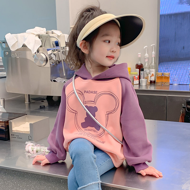 女童春季衛衣2024新款洋氣寶寶打底上衣童裝女孩連帽衣服兒童春裝