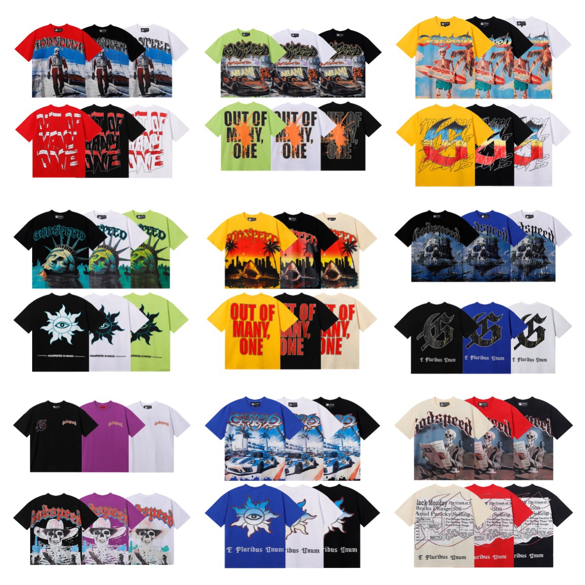 跨境潮牌Godspeed美式印花高克重双纱纯棉复古高街男女短袖T批发