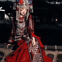 苗族苗疆少数民族少女红色旅拍新款摄影服饰婚服土家族服装时尚