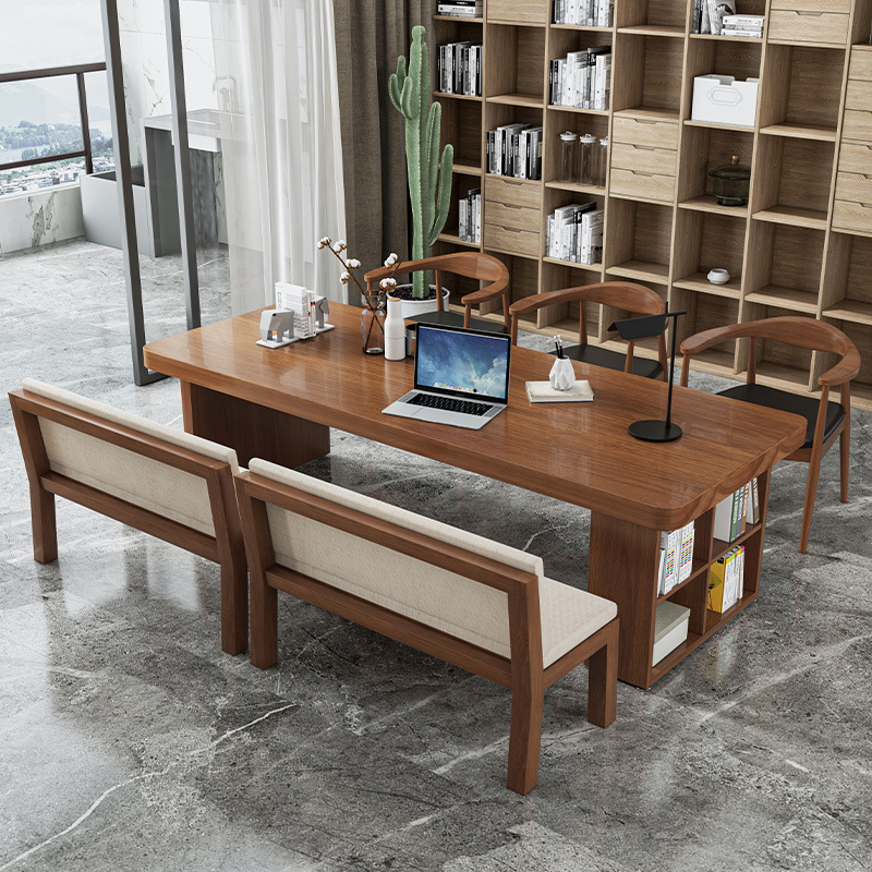 All Solid Wood Desk Integrated Simple Modern Home Study Table Children's Table and Chair Student Office Conference Computer Table