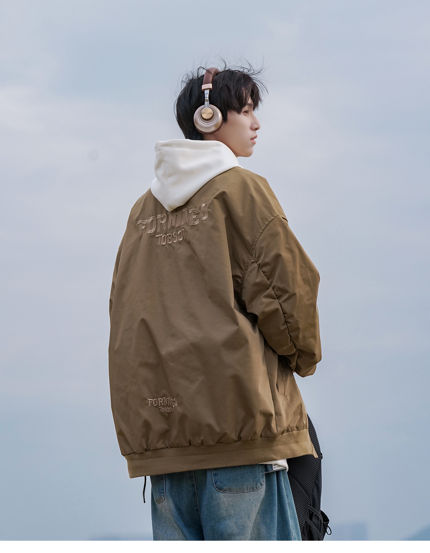 Stand up collar flight jacket for men, spring and autumn loose casual letter embroidery design, motorcycle suit_voghion.com