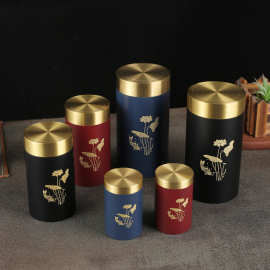 黄铜漆彩茶叶罐精品创意个性家用茶叶罐便携式实用便携防潮茶叶瓶