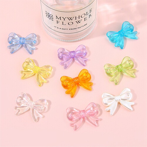 Candy color transparent acrylic colorful butterfly beads diy handmade materials homemade bracelet headdress hair rope accessories