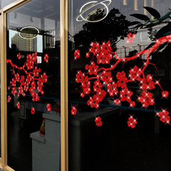Spring Festival Window Paper Cutting for New Year Peach Blossom Display Window Glass Decoration Sticker for Store Mall Entrance New Year Sprinkle Flash Red Painting
