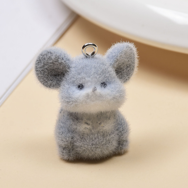 植毛かわいい小さなマウスペンダント漫画樹脂ペンダント DIY キーホルダーバッグ携帯電話アクセサリークリエイティブ装飾品|undefined