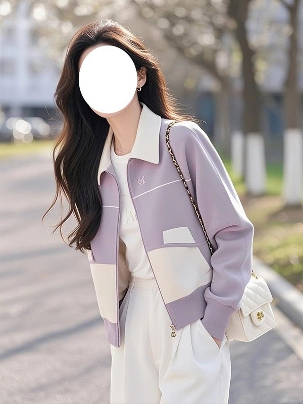 小香风洋气紫色短外套女春装2025新款韩版时尚百搭开衫拉链卫衣|undefined