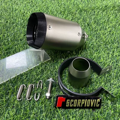 Motorcycle exhaust pipe AR tail section general series 250RR NINJA400 R3 tornado 302R 252R (Motorcycle exhaust pipe) - ar-titanium-color-round-black-head-51mm