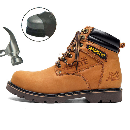 Men's boots high top Martin boots British style anti-crushing and anti-puncture work boots genuine leather steel toe waterproof labor protection cross-border 