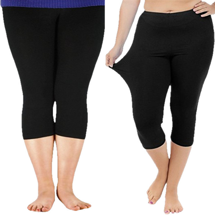 Modal plus-size women's cropped leggings, spring and autumn thin elastic slim-fit outerwear for plus-size women Modal plus-size women's cropped leggings, spring and autumn thin elastic slim-fit outerwear for plus-size women