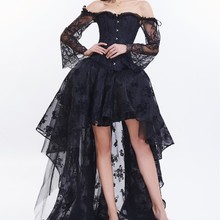 新品二件式套装裙欧美托胸蕾丝中袖宫廷束身衣1708+7037宫廷风