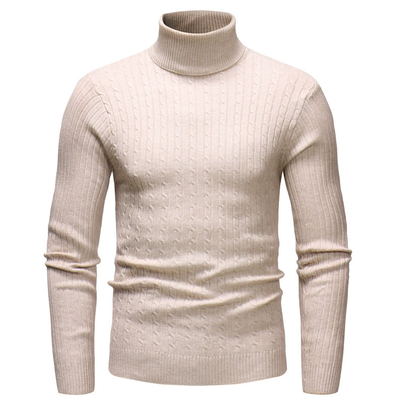 Демисезонный вязаный свитер, городской стиль, воротник-стойка, Slim Fit (2–2XL, múltiples цветов)