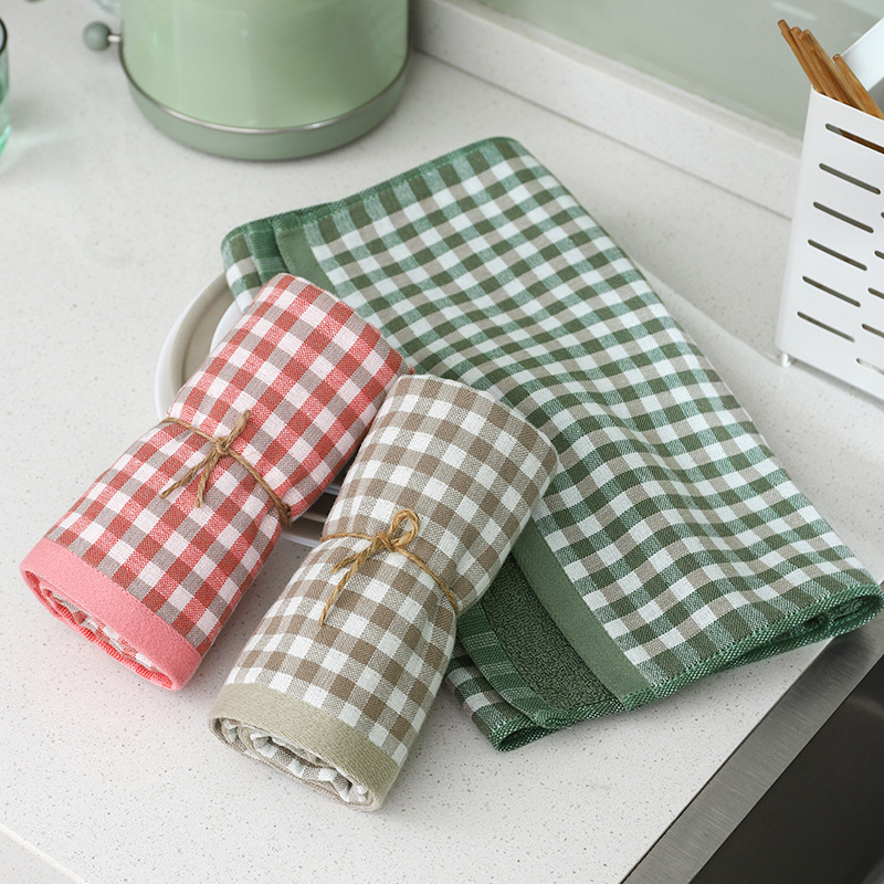 Bomullsmuslin ansiktshandduk rutig japansk stil bröllopspresent_voghion.com