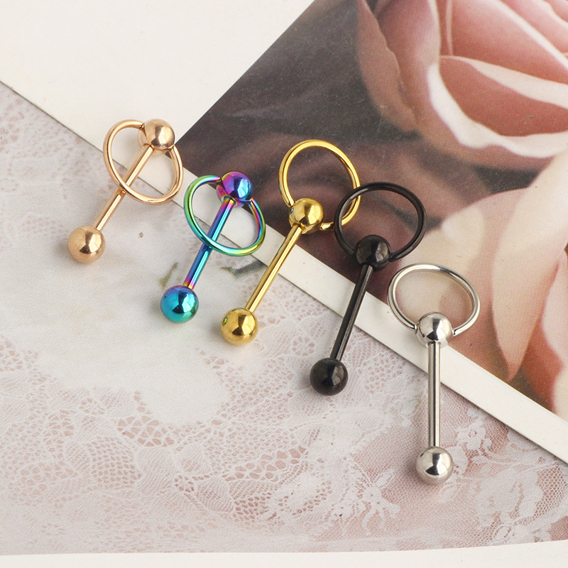 14G Externally Threaded Steel Tongue Barbell Heart Peach Tongue Ring Rose Gold Body Piercing Jewelry detail image 8