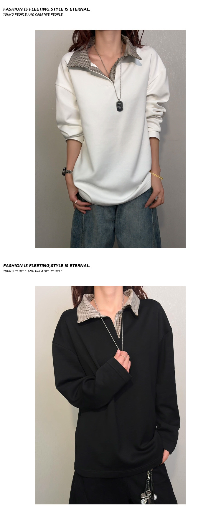 Sweatshirt dames houndstooth patroon american style los model_voghion.com