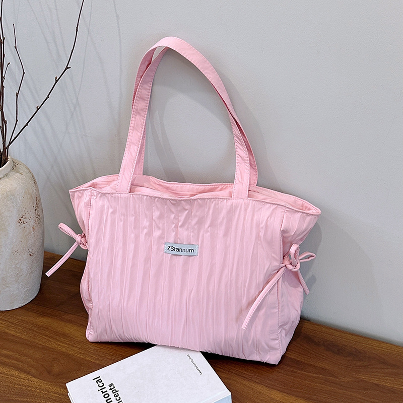 Cross-Border New 2025 Korean Fashion Large-Capacity Tote Bag Casual Versatile Portable Drawstring Shoulder Bag Ins Trend