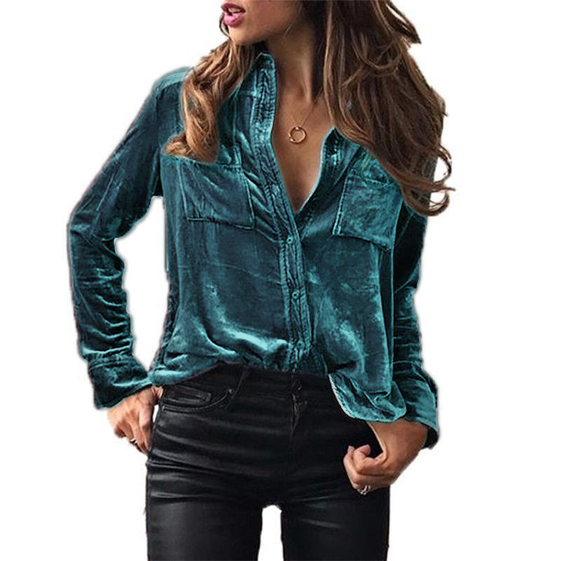 Fashion Solid Color Polyester Shirt Collar Long Sleeve Regular Sleeve Patchwork Blouse