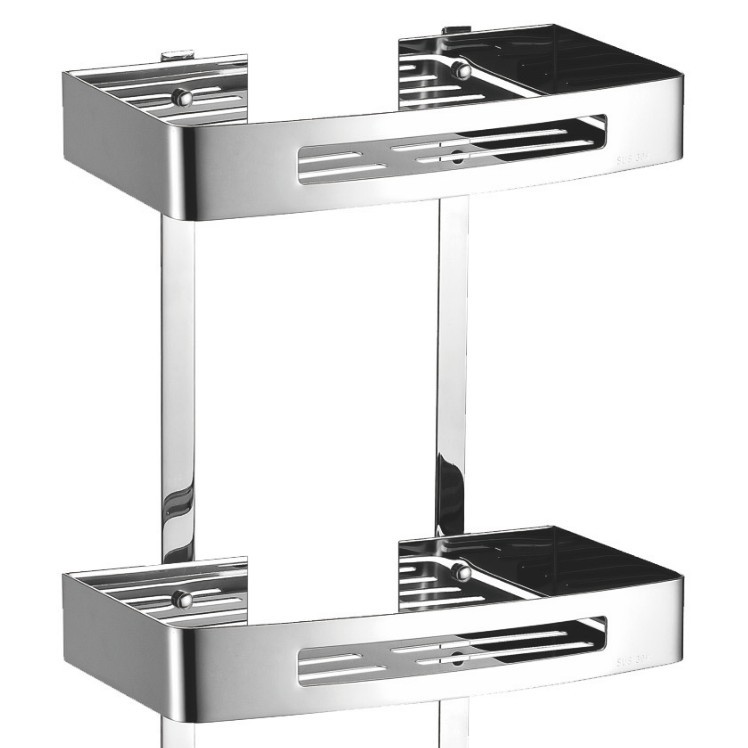 Estante de Baño de Acero Inoxidable, Estante Esquinero Triangular para Baño, Estante de Acero para Lavabo de Una o Dos Capas