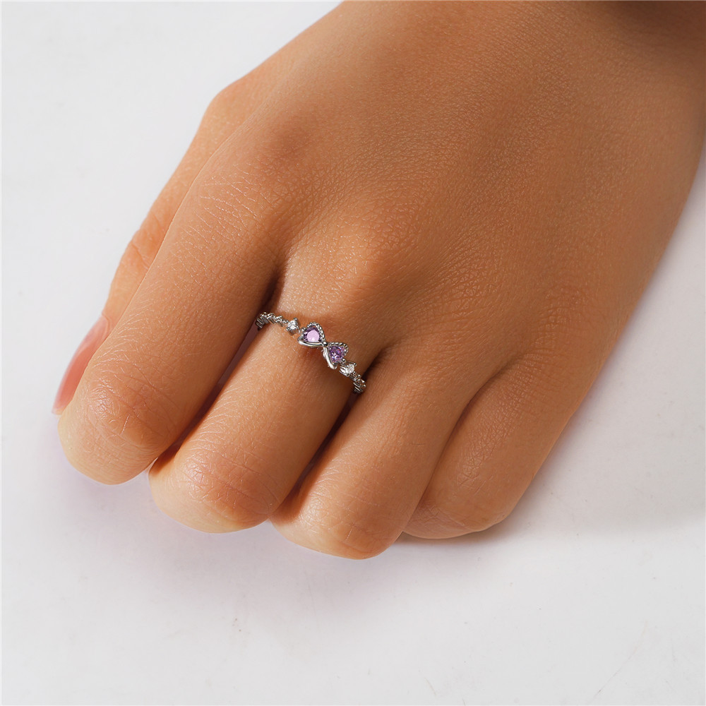 4g Weight Zircon Inlay Material Open Rings Classification Adjustable Ring Size 1 Piece Quantity Daily Occasion 925 Sterling Silver Material Heart Shape, Flower, Bow Knot Pattern Women's Gender Plating, Flowers Design Sweet, Shiny Style 925 Sterling Silver Zircon Heart Shape Flower Bow Knot Open Rings 9