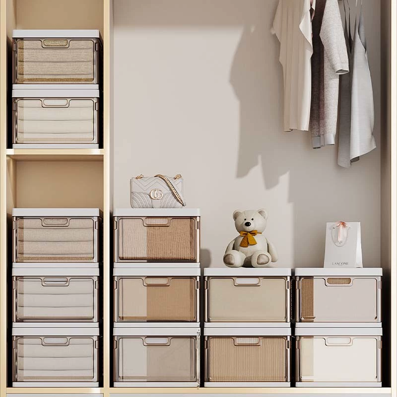 Foldable multi-compartment storage box for pants, jeans, and household clothes organization