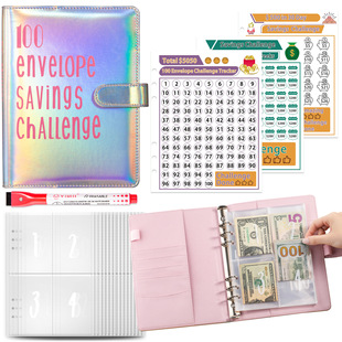 Cross-border 100-day money saving challenge cash envelope savings book 100EnvelopeChallengeBinde