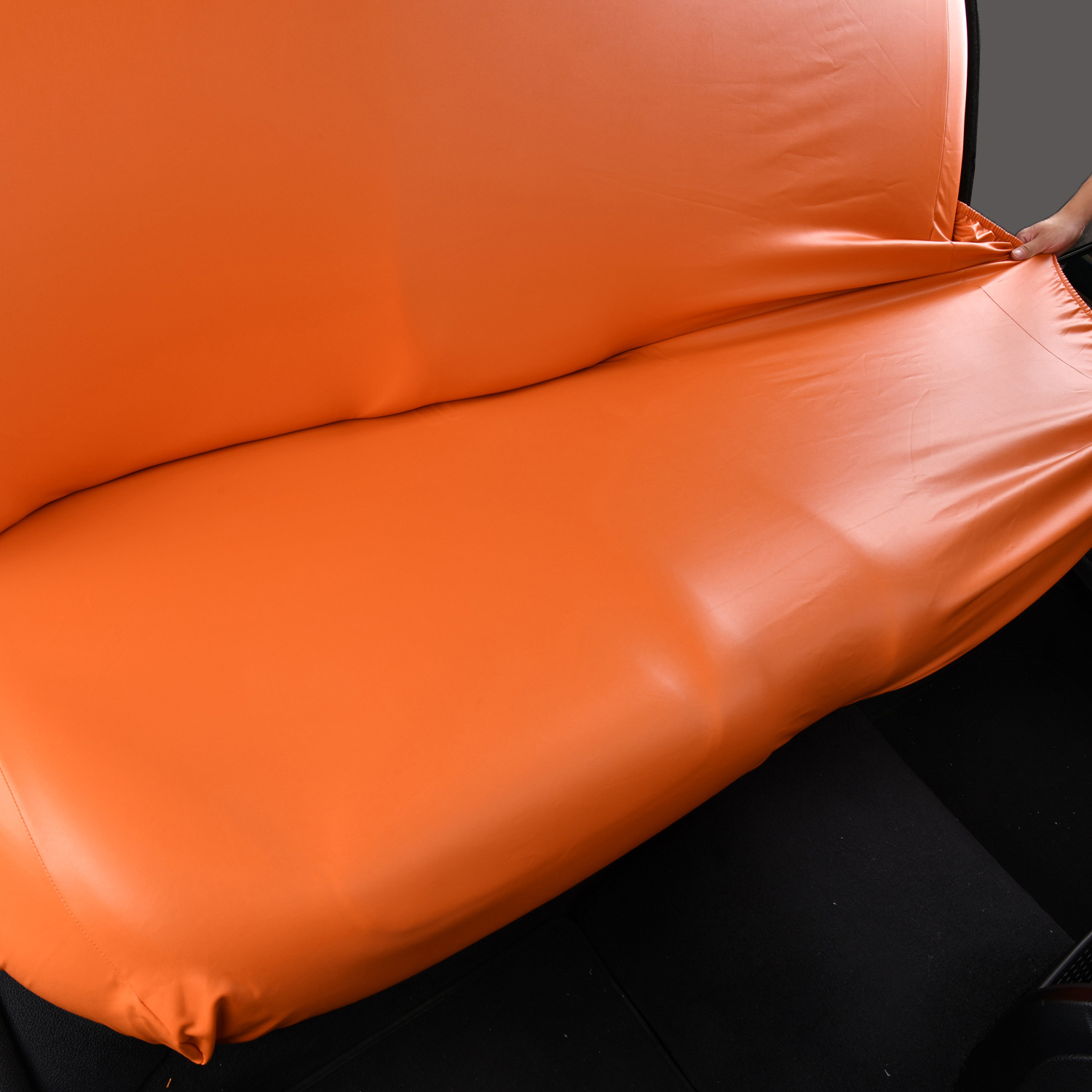 Pu Car Seat Cushion Cover, Elastic Universal Leather Rear Seat Three-Person Integrated Seat Cushion and Backrest Cover, Dustproof and Waterproof
