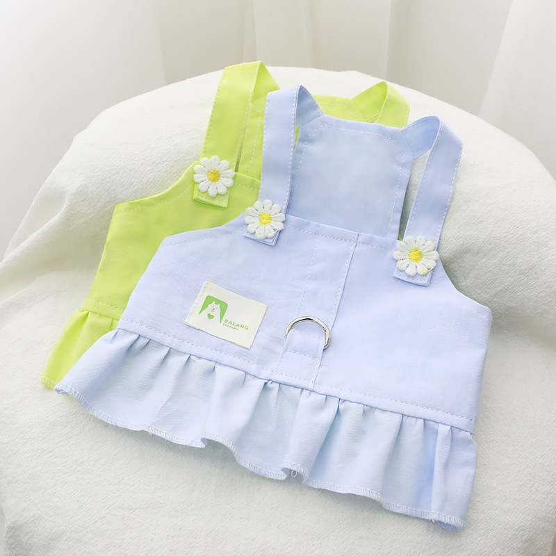 Pet dress cat suspenders skirt dog clothes summer teddy bear small and medium sized belt traction factory wholesale