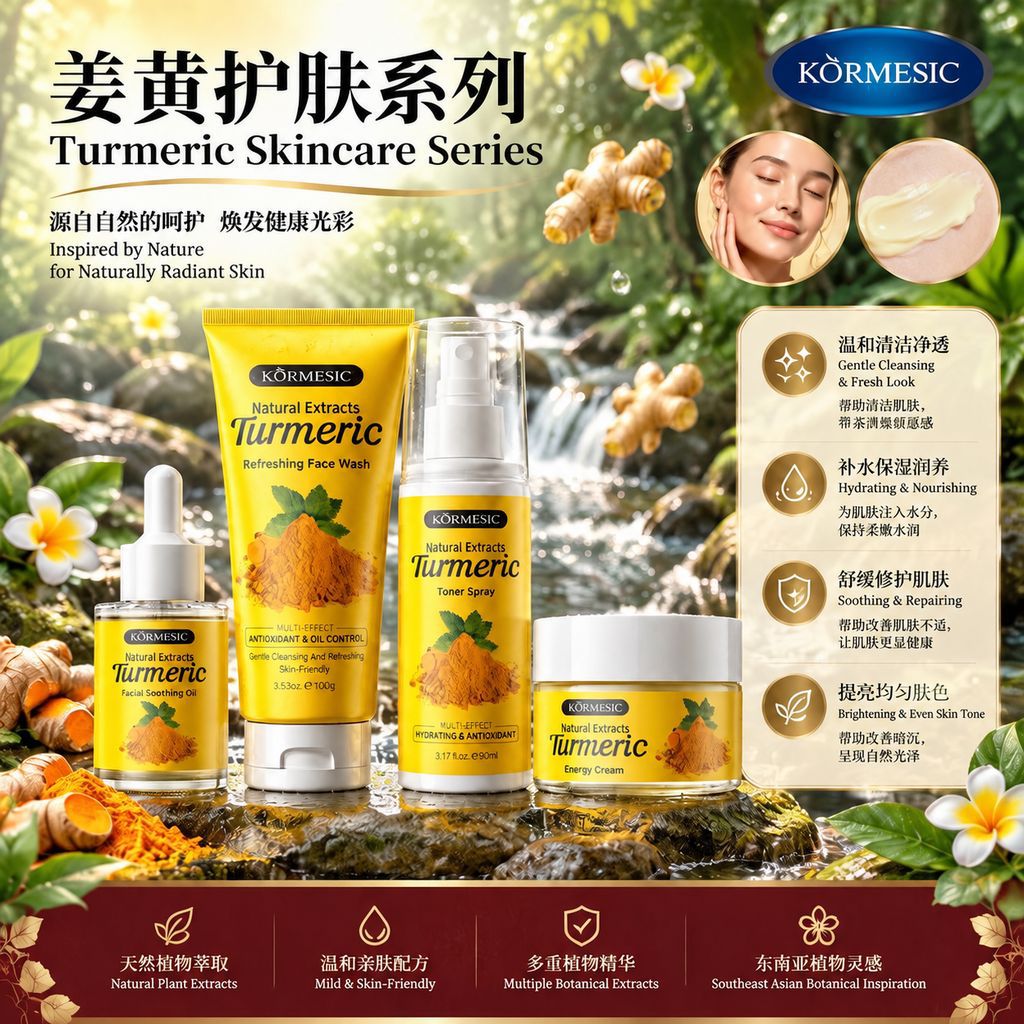 Set de Cuidado Facial de Cúrcuma de 4 Piezas, Suavizante para Cara image 1