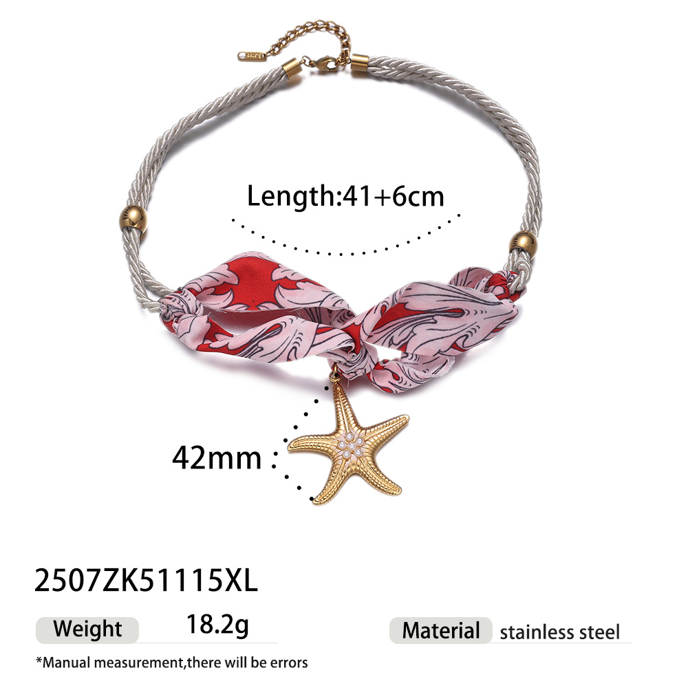 TENA Europa y América collar de acero inoxidable nicho de diseño cuerda trenzada estrella de mar colgante de sol joyería para mujeres