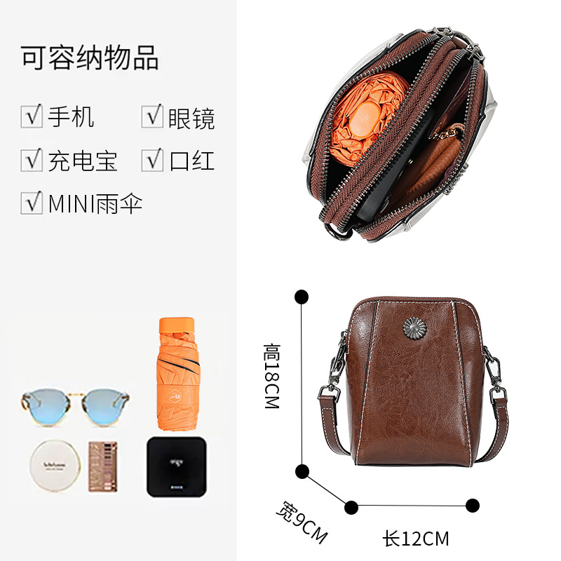 Women's Phone Bag 2025 New Large Capacity Minimalist Genuine Leather Shoulder Bag Niche Commuter Versatile Crossbody Bag - Thumbnail 4