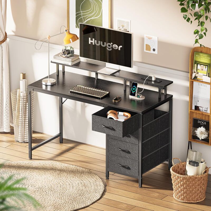 Modern minimalist office desk with drawers, monitor stand, office staff executive computer desk, gaming desk Modern minimalist office desk with drawers, monitor stand, office staff executive computer desk, gaming desk