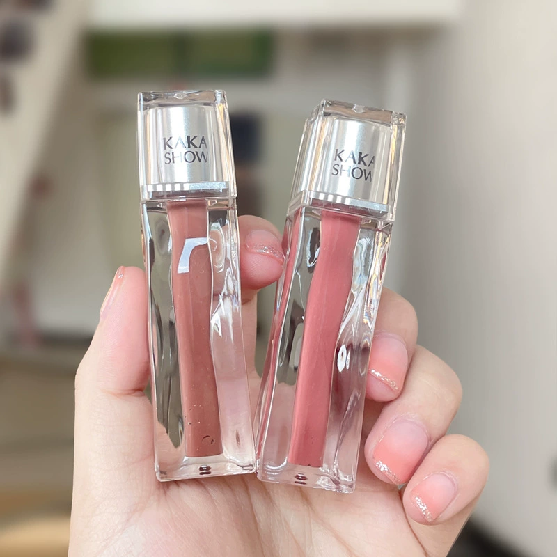 Transparent lip gloss, ice cubes, lipstick, translucent shading