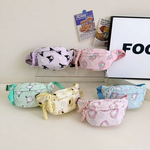 Cartoon Fashionable Children's Chest Bag 2025 New Nylon Girls' Storage Bag Travel Small Crossbody Bag Cartoon Print Yellow