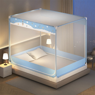 All-inclusive anti-drop bed sitting bed mosquito net full bottom anti-mosquito class a mother and infant three-door large space zipper square net mosquito net plus