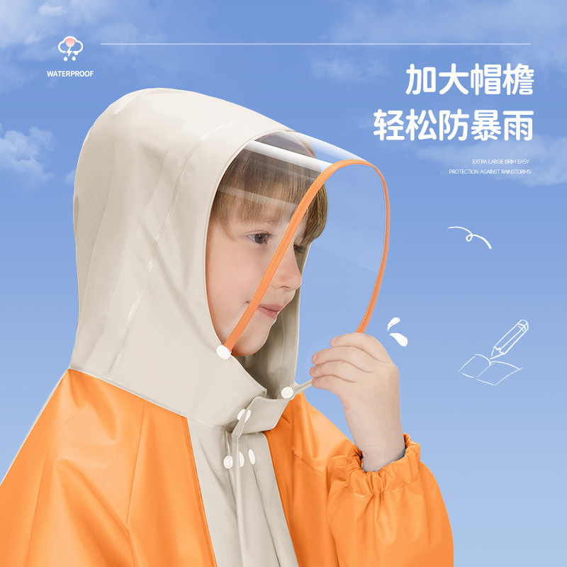 Children's Raincoat Wholesale College Style Kindergarten Big Children and Small Children Go to School with Schoolbags and Full Body