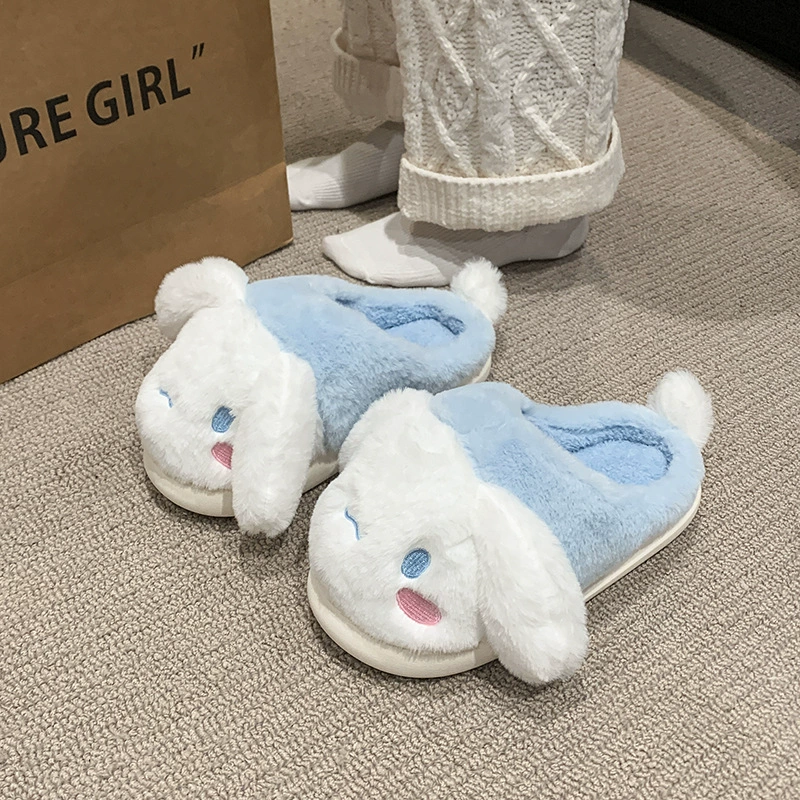 Женские хлопковые тапочки Cixi Sanrio для дома и улицы, утеплённые с толстой подошвой, обувь Kuromi, закрытые без каблука