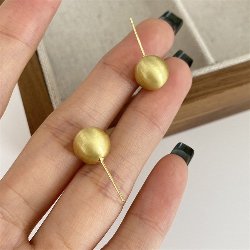 Simple Style Round Copper Plating Ear Studs 1 Pair