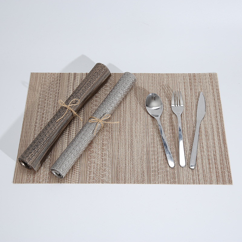 Estilo Europeo texlin jacquard PVC placemat fácil de limpiar simple todo partido placemat PET vajilla estera tejida montaña