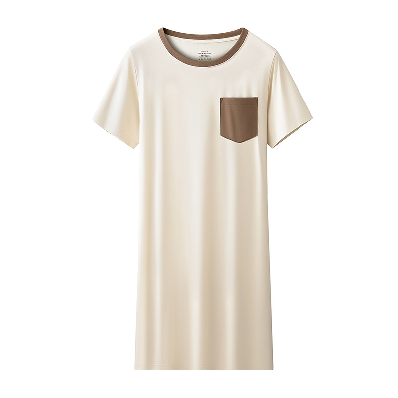 [Boutique de viaje] Youkessi primavera y verano camisón de longitud media para mujer, vestido lindo, pijama de cuello redondo