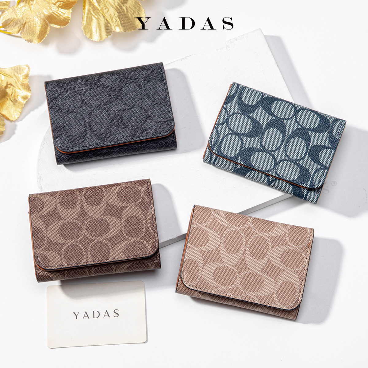 YADAS nueva billetera para mujer, impresión ovalada, patrón antiguo, tres pliegues, clip corto para niños pequeños, billetera al por mayor Purse