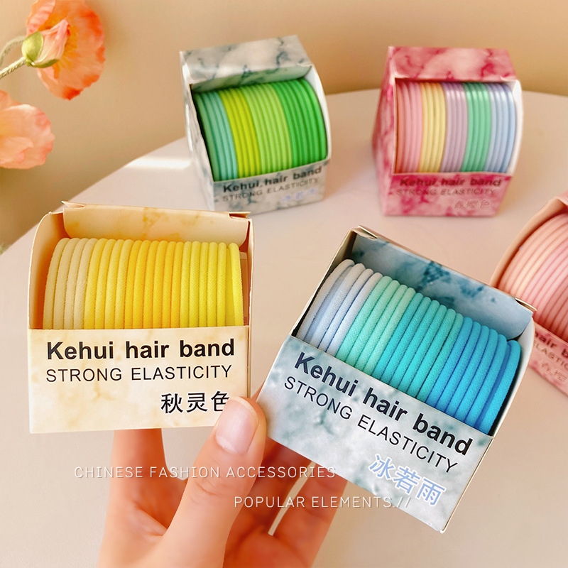 Cuerda de pelo banda de goma Nueva banda de pelo de color de gradiente de color cuerda de Pelo elástico de alta color simple no duele el pelo tocado pelo